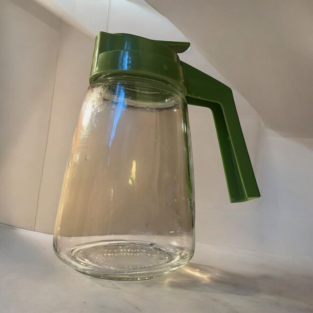 Federal Housewares Syrup Dispenser w/ Green Plastic Lid 1970s Vintage